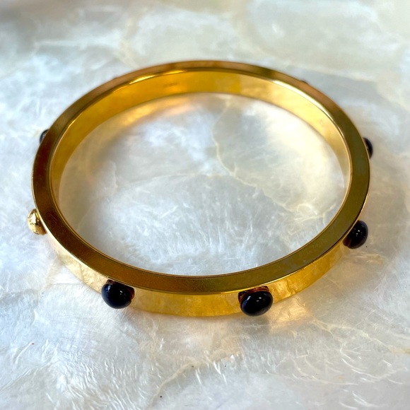 LOUIS VUITTON "GIMME GIVE ME A CLUE " gold tone lacquer dotted bangle SIZE SM - Picture 3 of 7